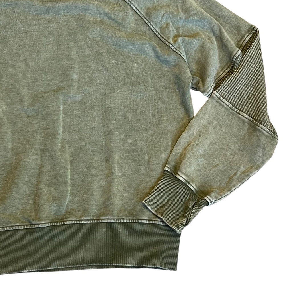 Evereve Women’s Sz S Green Pullover Sweatshirt Casandra Waffle Knit - Picture 11 of 14